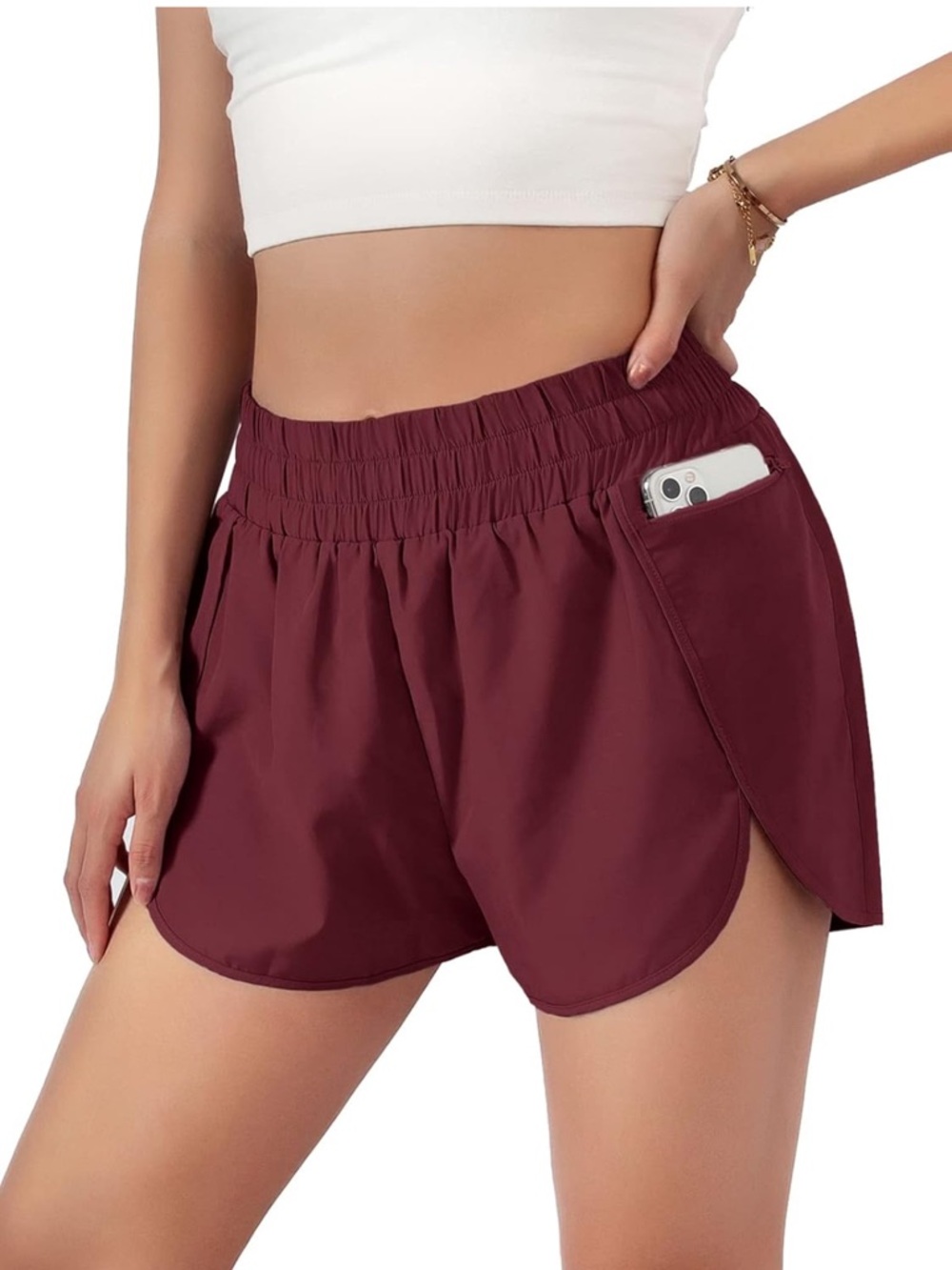 Blooming Jelly Women's Quick-Dry Running Shorts Dark Wine Red Size Medium